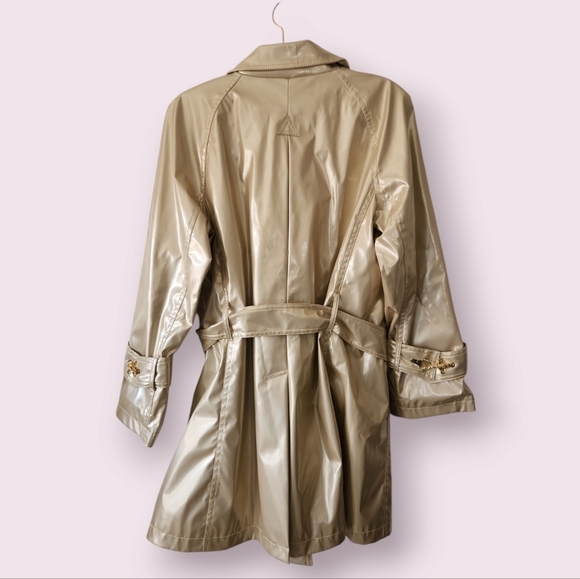 Vintage Y2K Fireman Clasp Vinyl Jacket Gold Trench Coat Hot in Hollywood‎ Size S - Picture 3 of 9